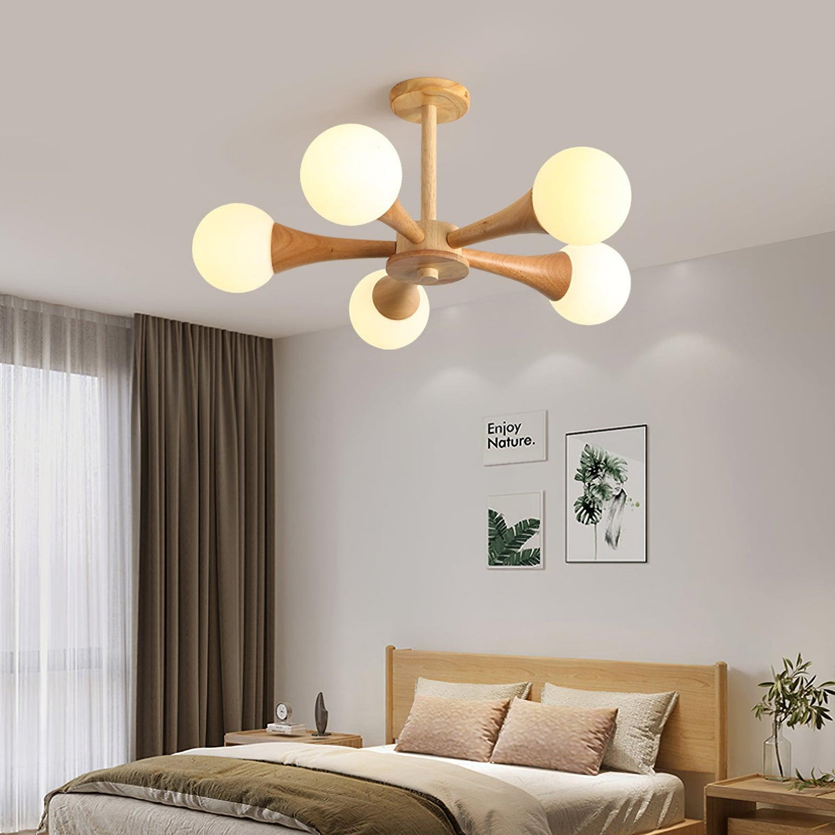 Drae Chandelier Wooden Globe Retro