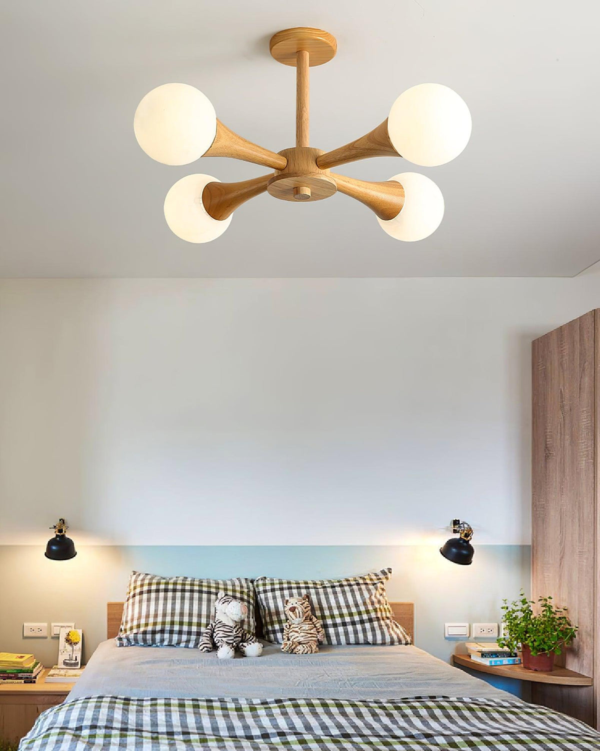 Drae Chandelier Wooden Globe Retro