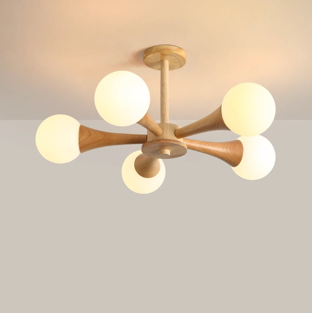 Drae Chandelier Wooden Globe Retro