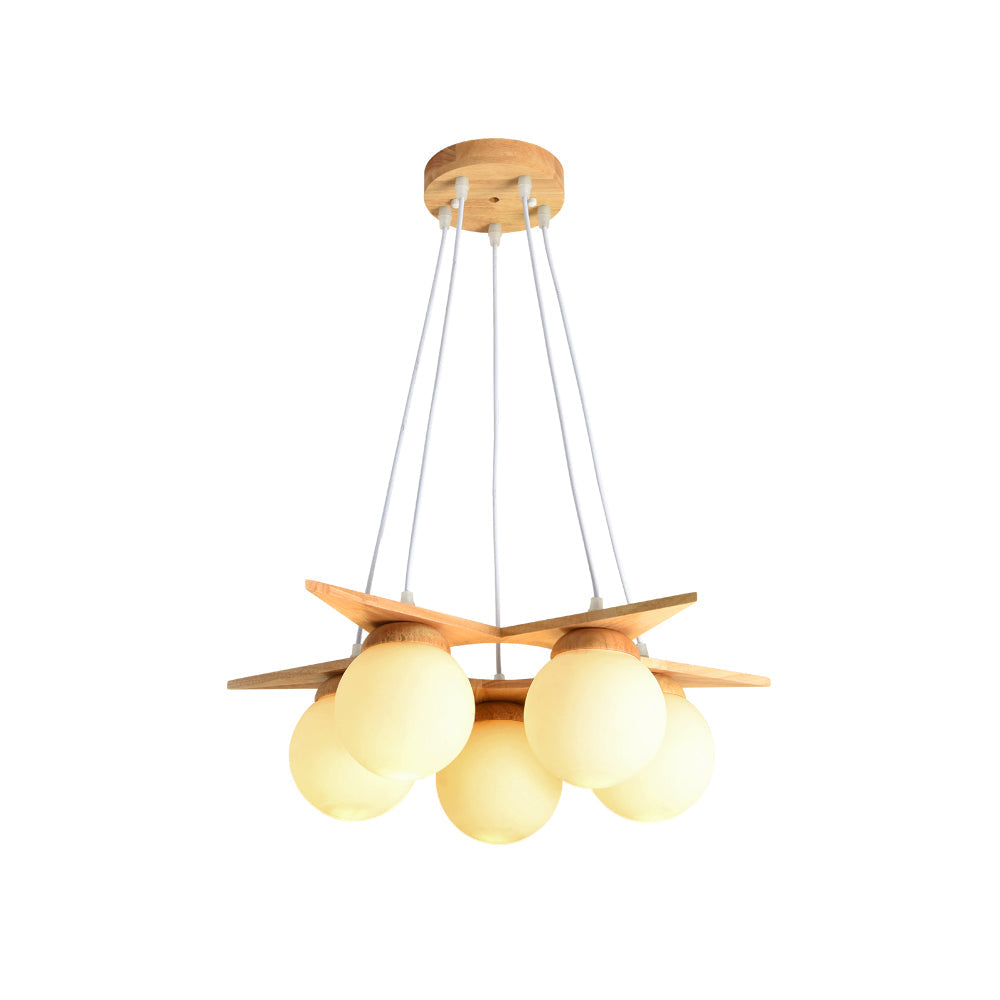Rinaine Nordic Star Glass Wooden Chandelier