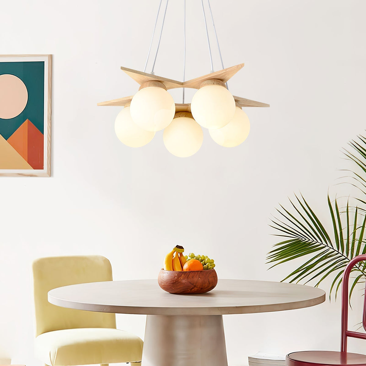 Rinaine Nordic Star Glass Wooden Chandelier