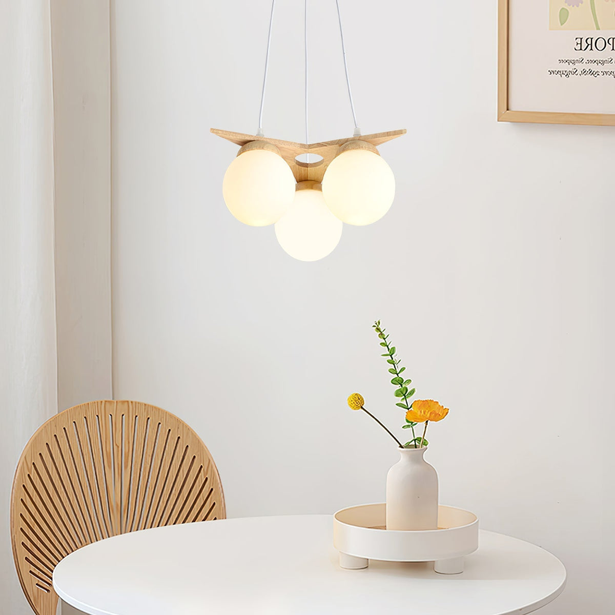 Rinaine Nordic Star Glass Wooden Chandelier
