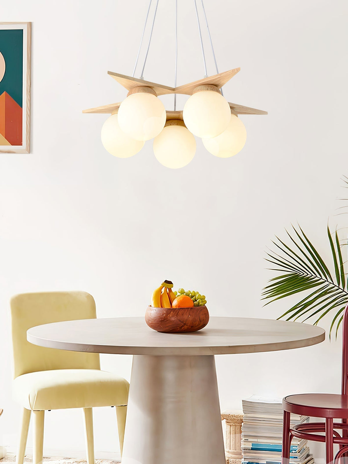 Rinaine Nordic Star Glass Wooden Chandelier