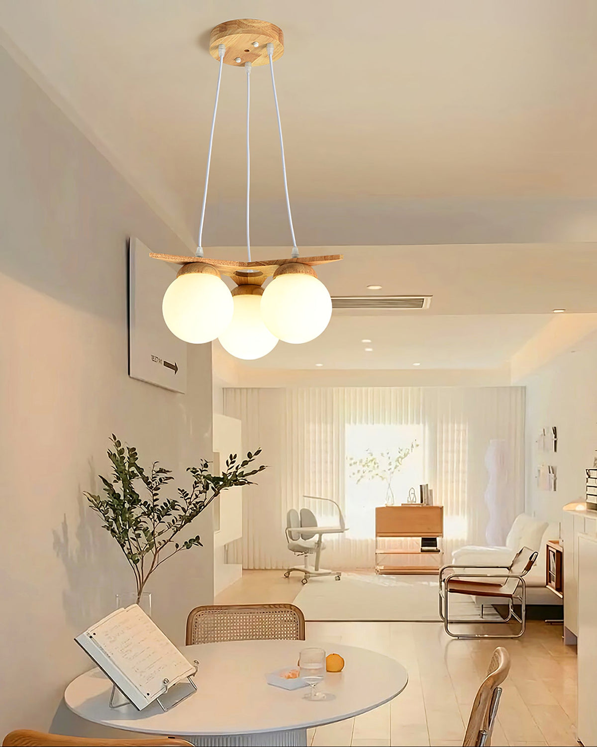 Rinaine Nordic Star Glass Wooden Chandelier