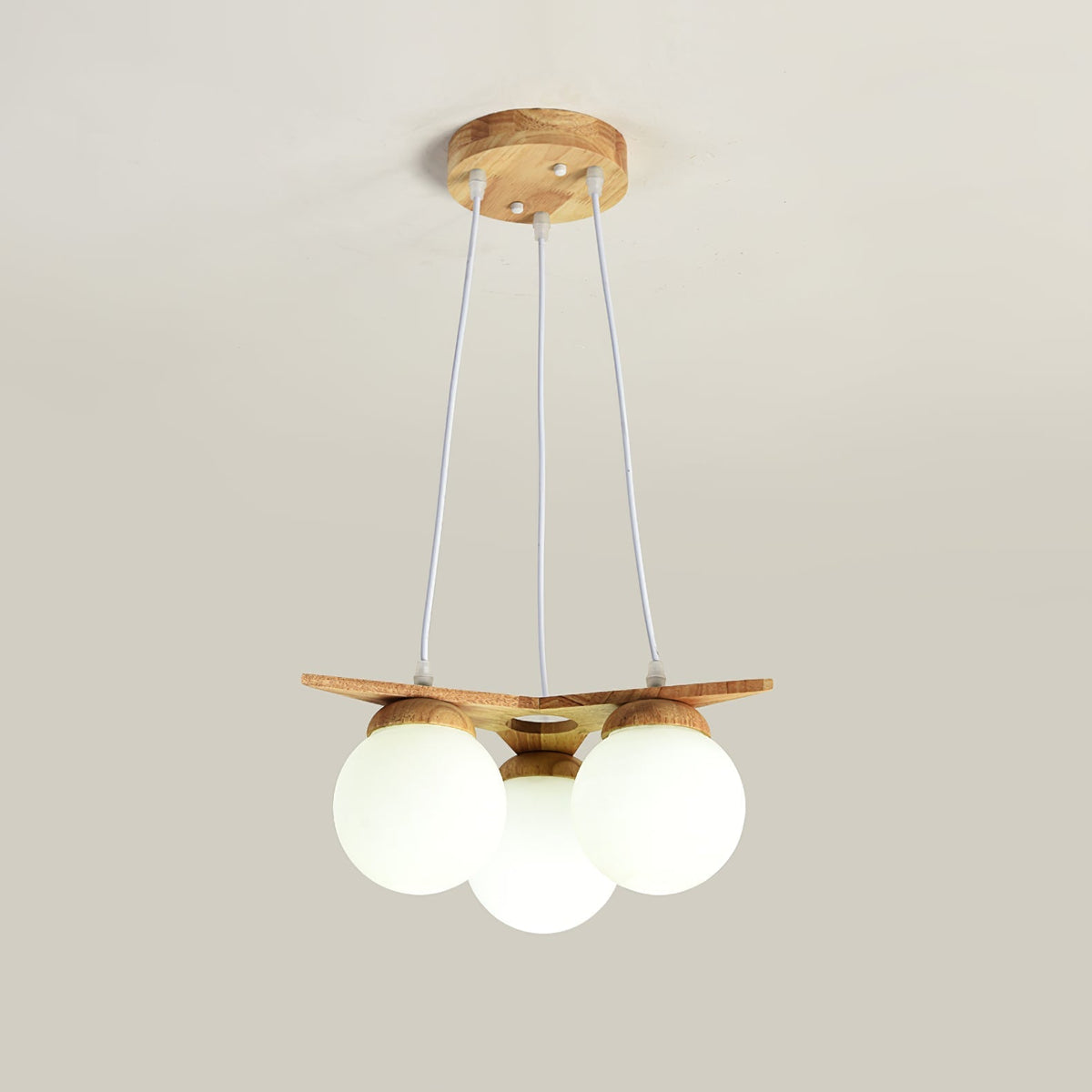 Rinaine Nordic Star Glass Wooden Chandelier