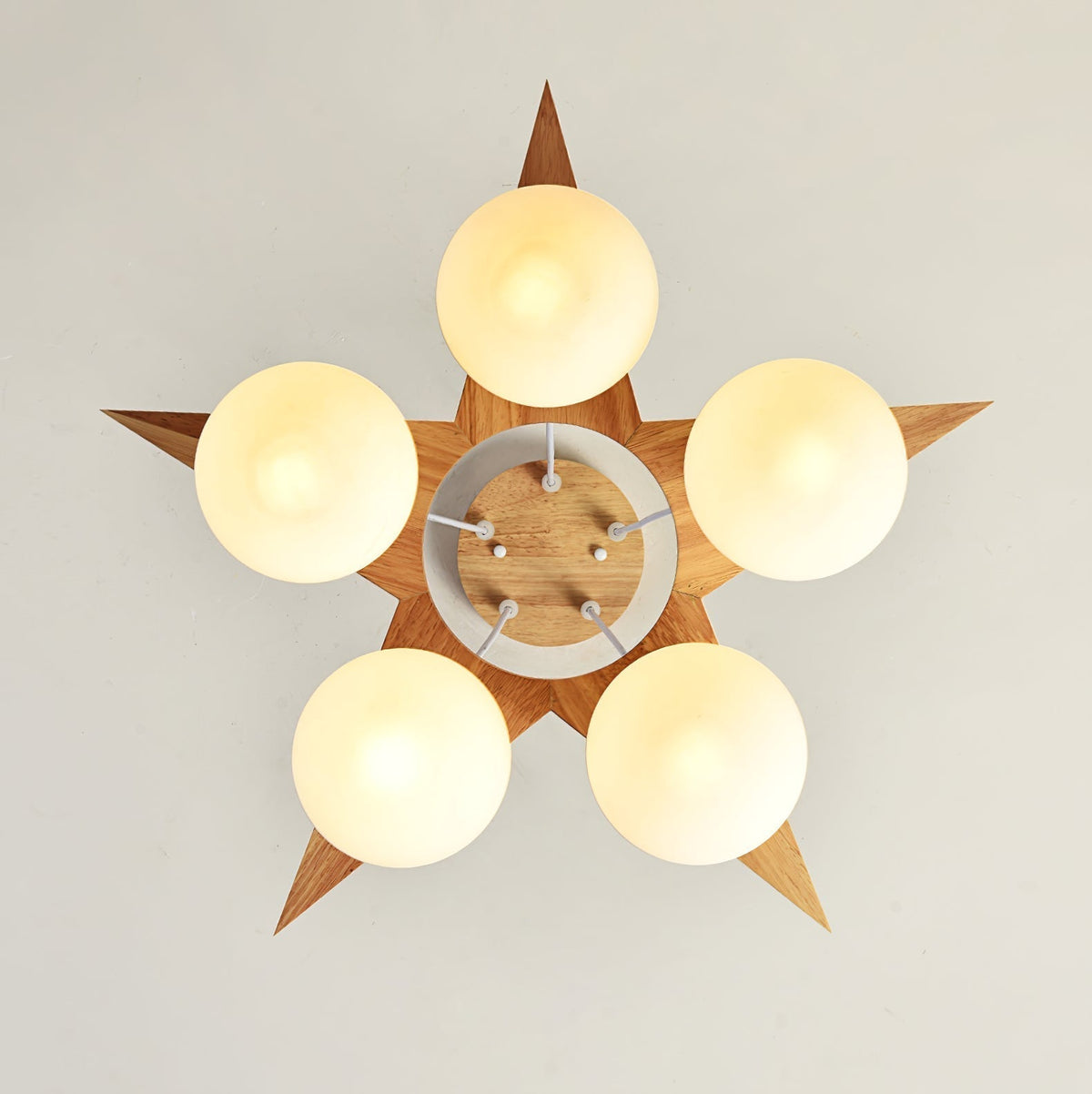 Rinaine Nordic Star Glass Wooden Chandelier