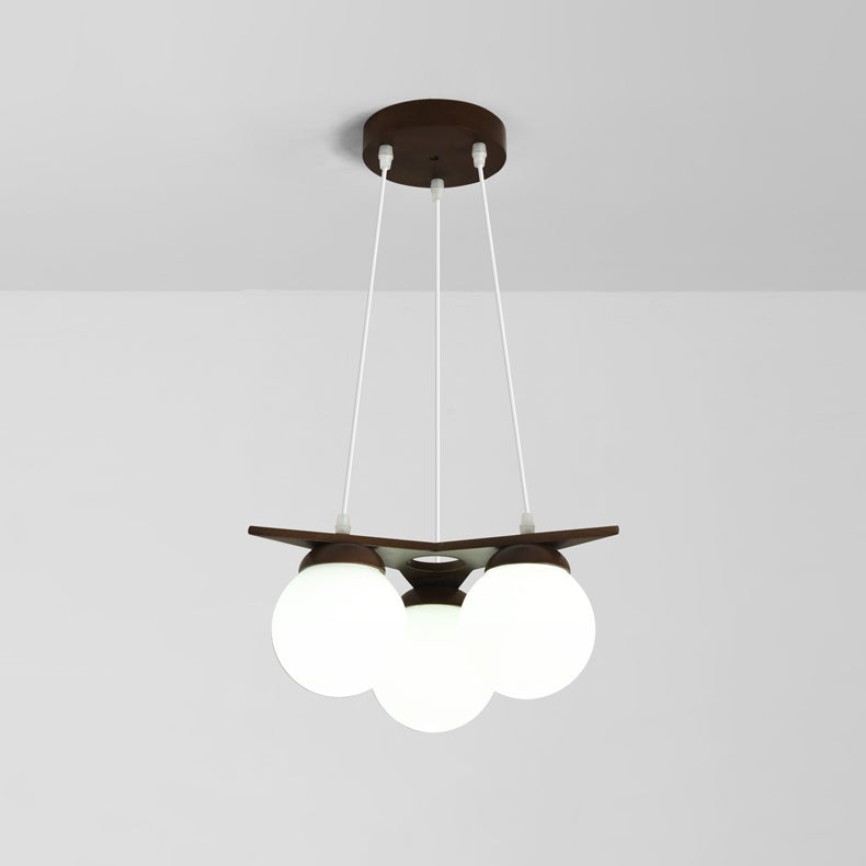 Rinaine Nordic Star Glass Wooden Chandelier