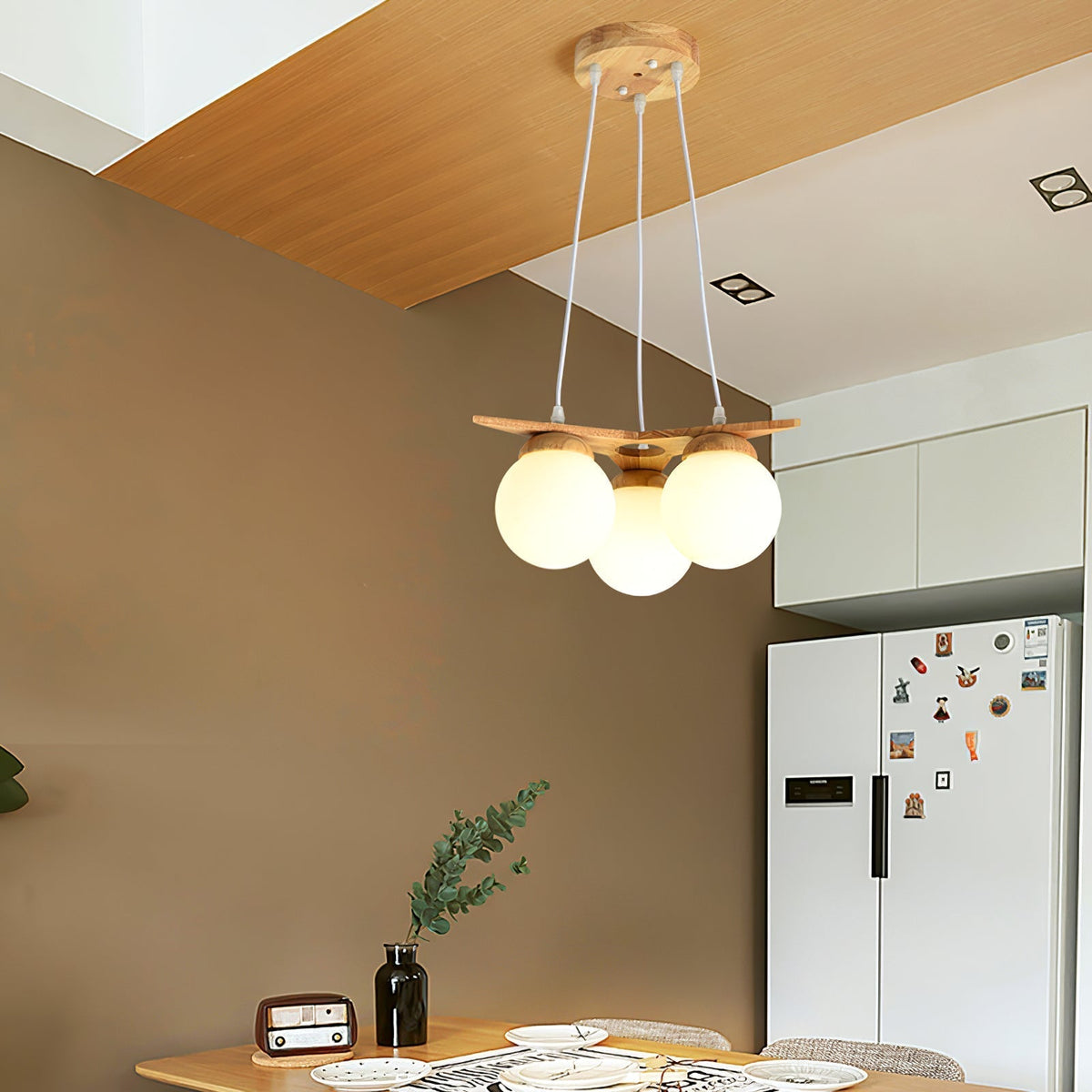 Rinaine Nordic Star Glass Wooden Chandelier