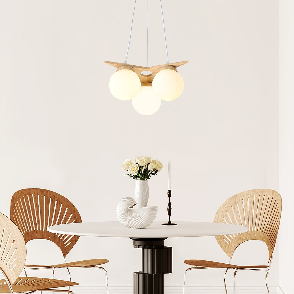Rinaine Nordic Star Glass Wooden Chandelier