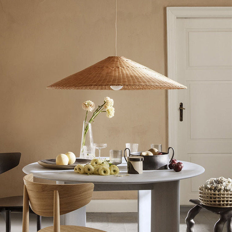 Fetogero Vintage Handmade LED Rattan Pendant Light Living Room
