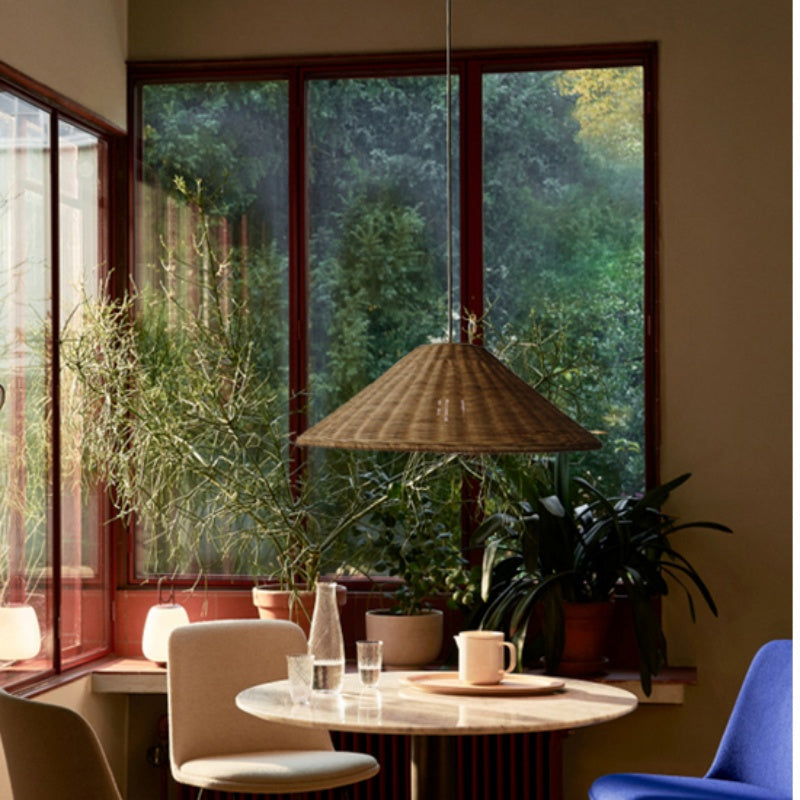 Fetogero Vintage Handmade LED Rattan Pendant Light Living Room