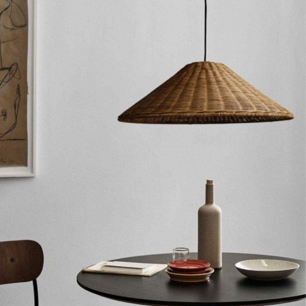 Fetogero Vintage Handmade LED Rattan Pendant Light Living Room