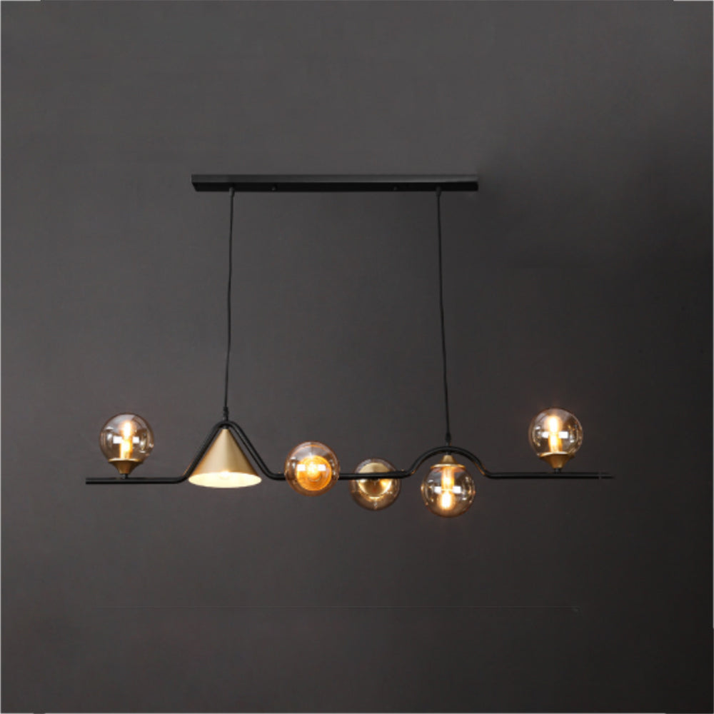 Nedabor Modern LED Pendant Light Black/Gold Glass Living Room/Bedroom