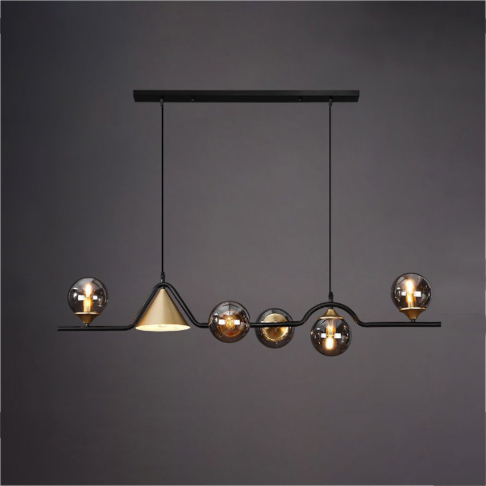 Nedabor Modern LED Pendant Light Black/Gold Glass Living Room/Bedroom