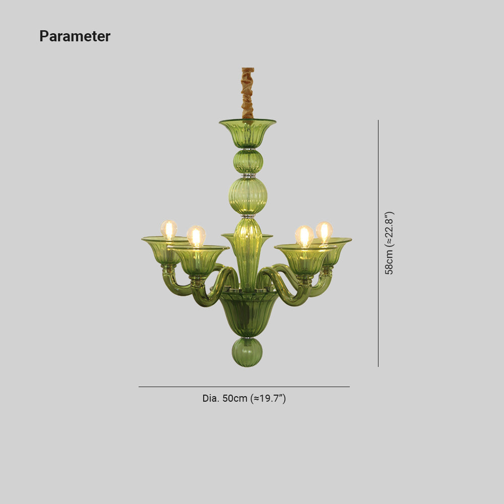 Subugiro Chandelier Retro Glass Yellow&Green&Clear