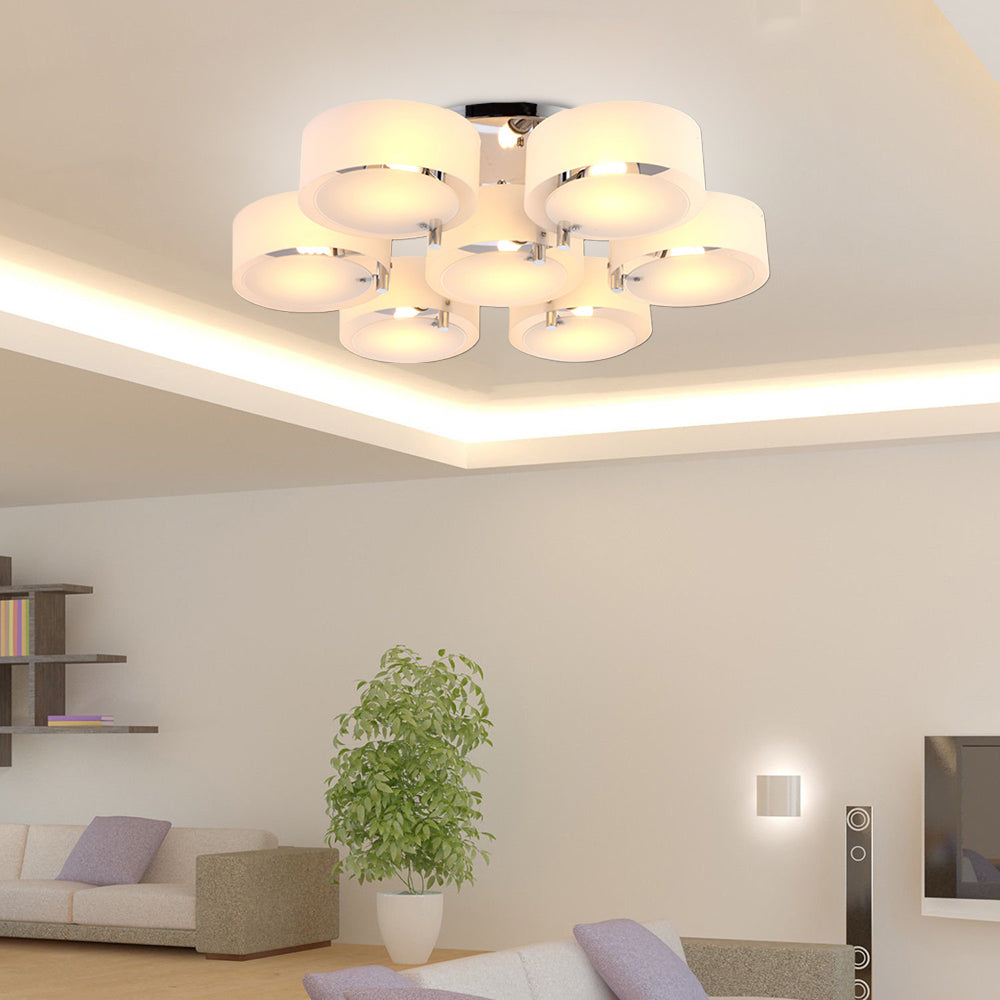 Winaredu Flush Mount Ceiling Light Glass White Modern Round Hallway
