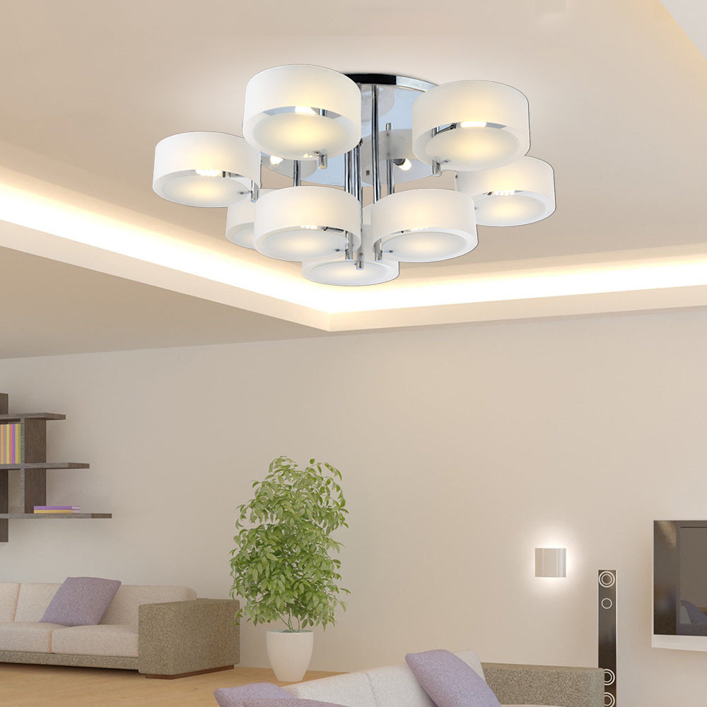 Winaredu Flush Mount Ceiling Light Glass White Modern Round Hallway