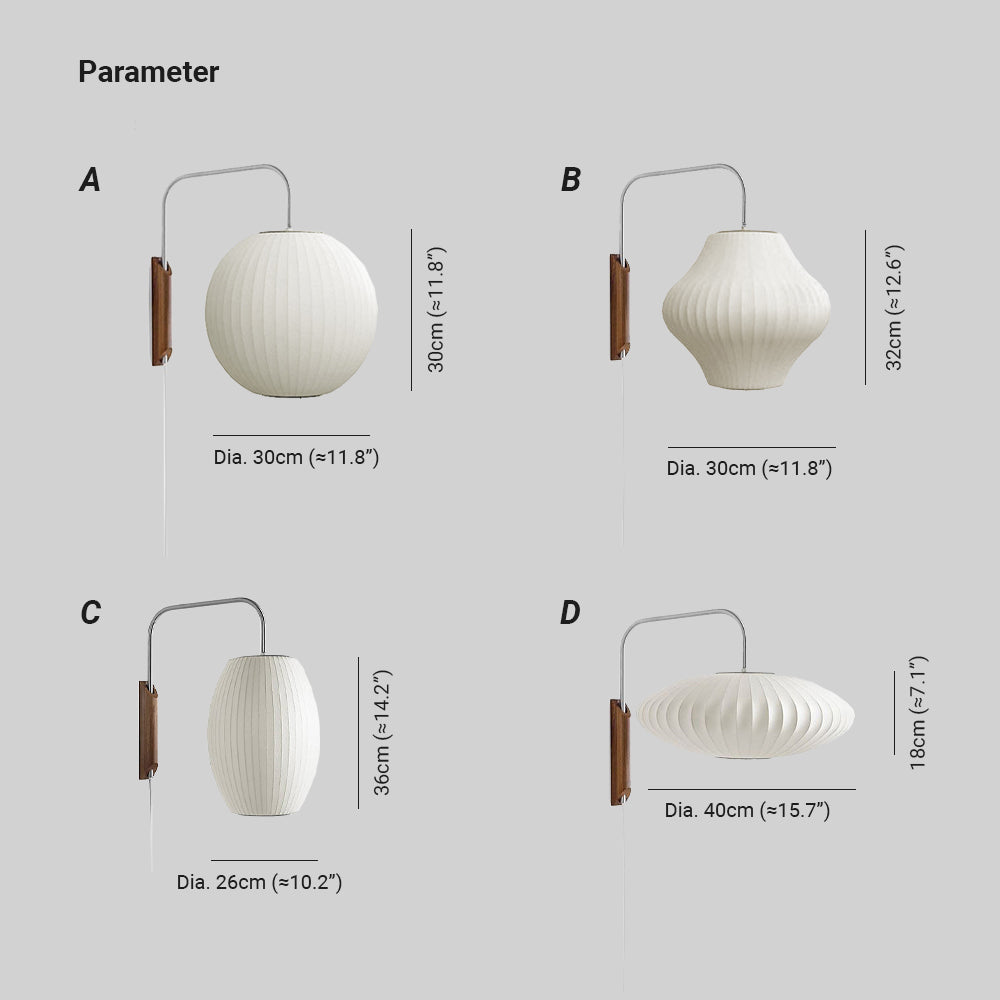 Gipepute Indoor Wall Lamp Wood Living Room Modern Fabric Round