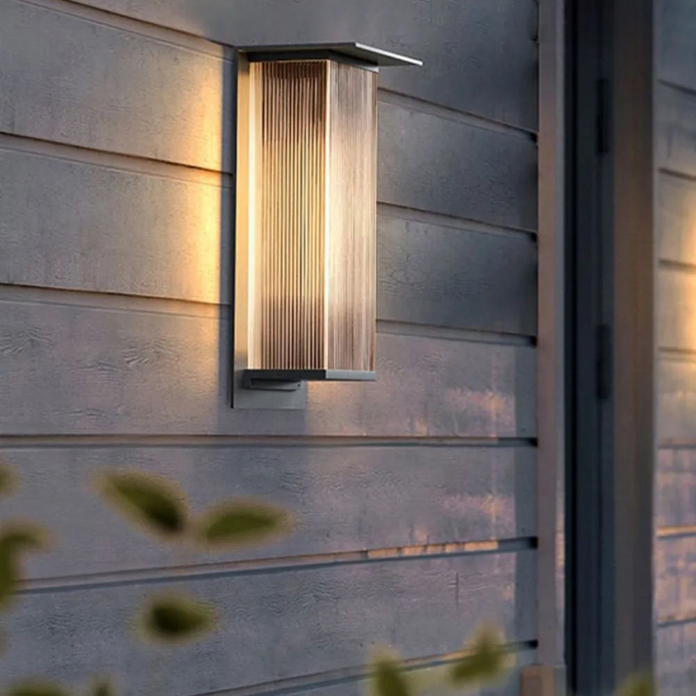 Zevotar Modern Rectangular Metal Outdoor Wall Lamp, Black