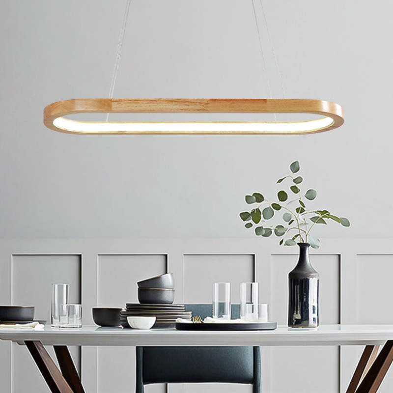 Lyraen Contemporary Oval Wooden Pendant Light-Neutral Decor