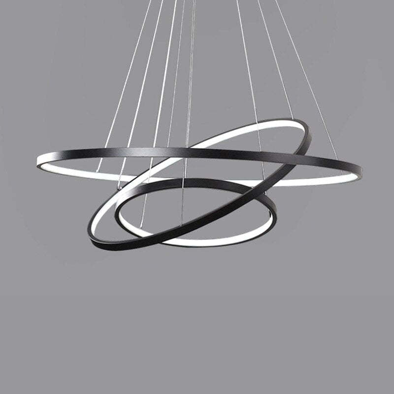Toriq Pendant Light, Inner Ring Illuminated, White/Black/Gold-Neutral Decor