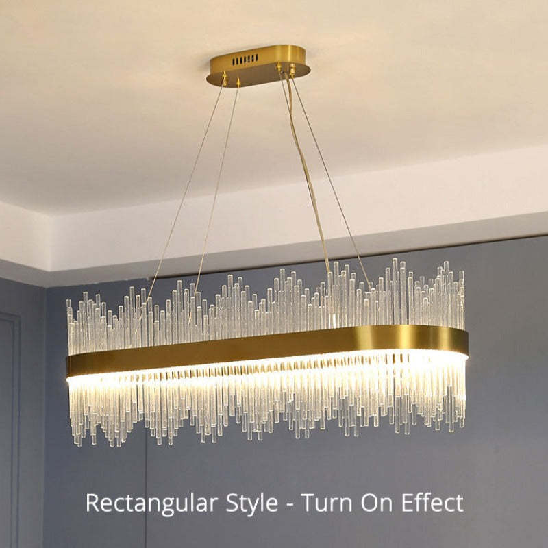Pematud Modern Round/Rectangular Chain Chandelier, Gold