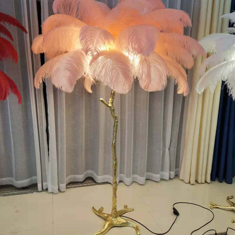 Salenor Nordic Luxury Unique Ostrich Feather Floor Lamp/Table Lamp-Neutral Decor