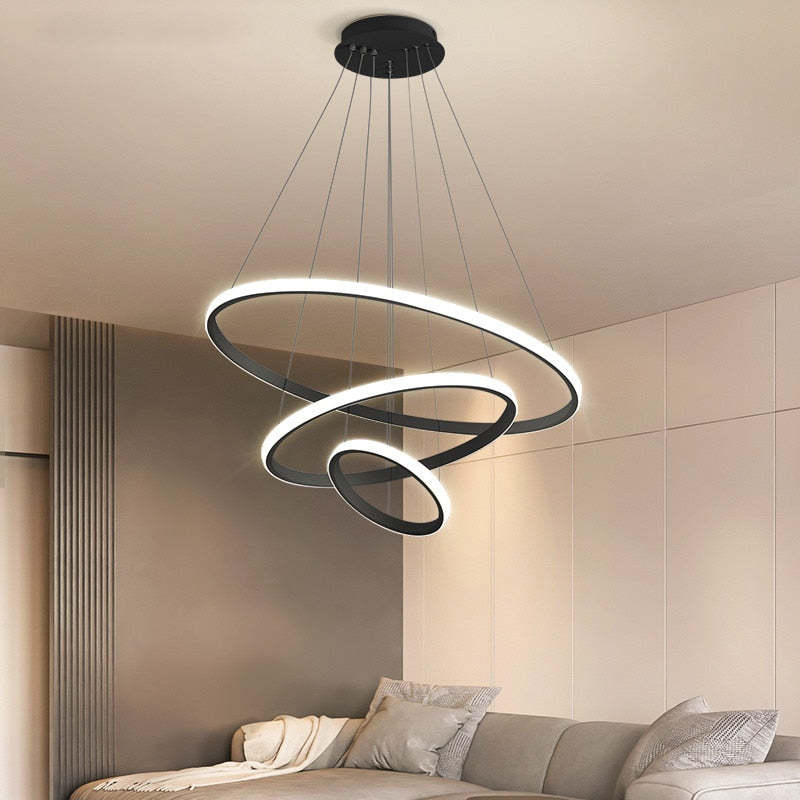 Tavonex Modern Ring Pendant Light, 2/3/4 Rings-Neutral Decor