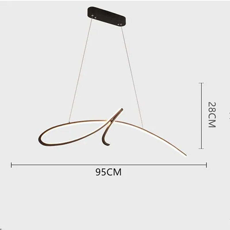 Fubunik Pendant Light Irregular-curved Modern, Metal, Black/Gold, Restaurant