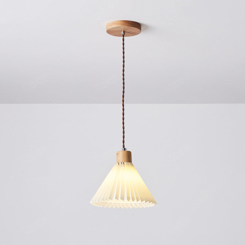 Kebined Pendant Light Umbrella Shape Art, Wood, White, Bedroom