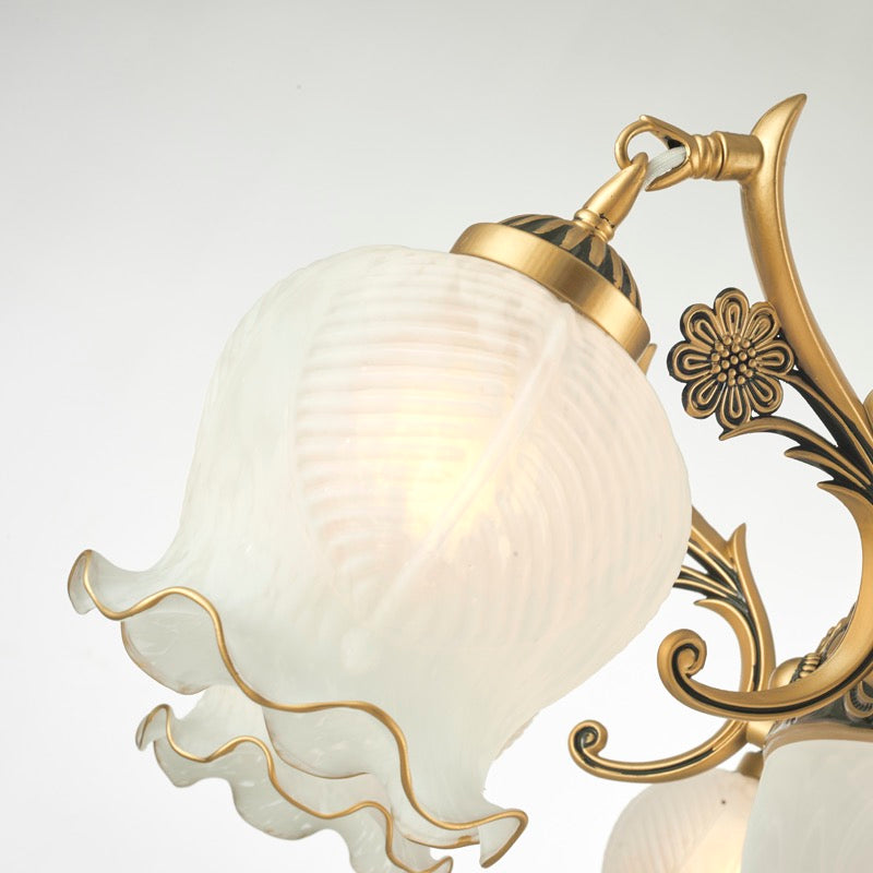 Bigomut Vintage Flower shape Metal&Glass Modern Wall Lamp, White/Bronze