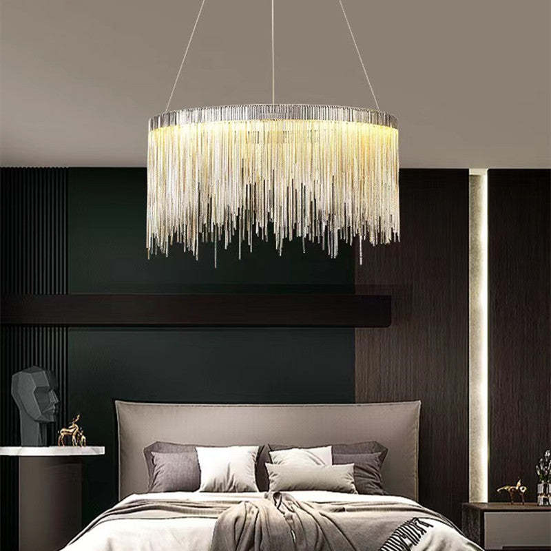 Potenor Tassel Chain Art Deco Pendant Light Silver/Gold Living Room/Hall