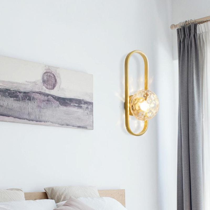 Fuvavel Modern Globe Bedside Wall Lamp Mount for Bedroom & Reading Room, Gold/Black