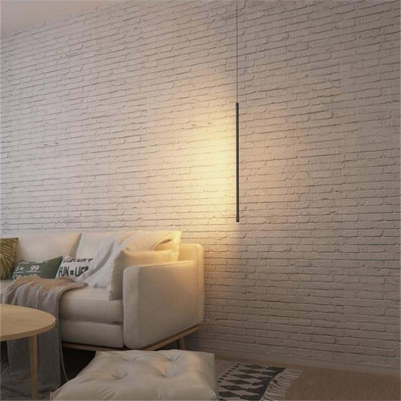 Tavix Minimalist Linear Pendant Light Bedside, Black-Neutral Decor