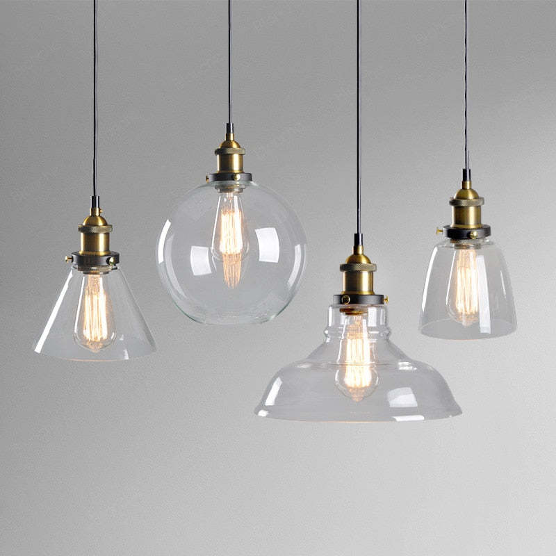 Teni Industrial Glass Pendant Light Clear/Amber/Smoke Grey-Neutral Decor