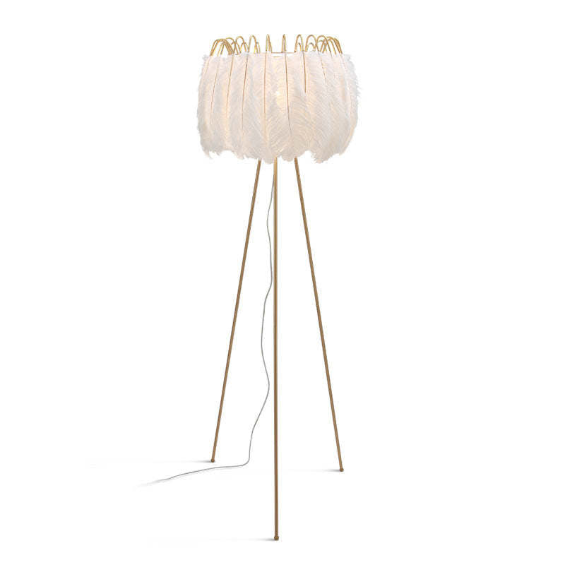 Wabonek Artistic Tripod Feather Floor Lamp, White