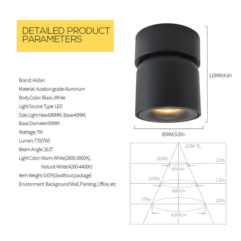 Lurix Spotlight Modern LED Flush Mount Ceiling Light, Black/White-Neutral Decor
