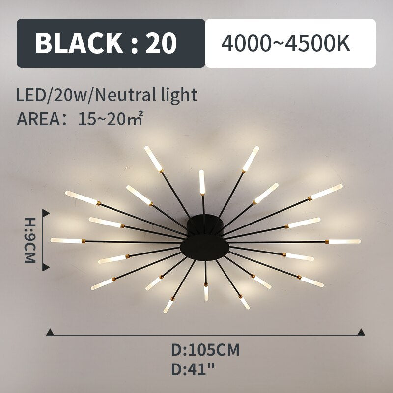 Kovon Flush-Mount Ceiling Light Fireworks, Black/Gold-Neutral Decor