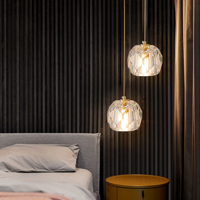 Lopetos Diamond Facet Golden Pendant Light, Metal/