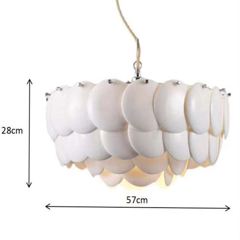 Lapoker Wihte Art Deco Chandelier Light Fixture, Ceramic Leaf & Metal