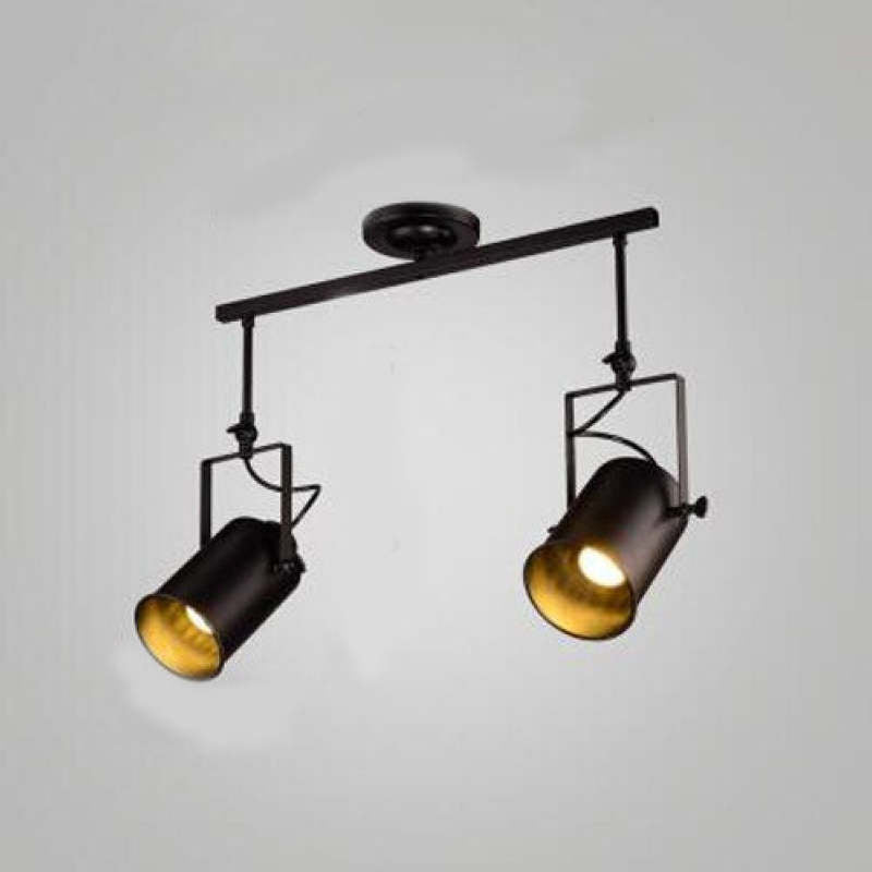 Tudelir Vintage Adjustable Semi-Flush Mount Ceiling Light, Black