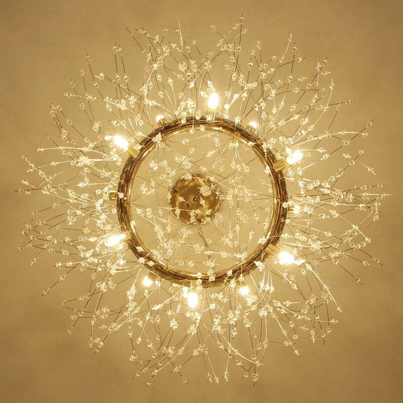 Keritun Modern Dandelion LED Pendant Light GoldCrystal Bedroom/Living Room