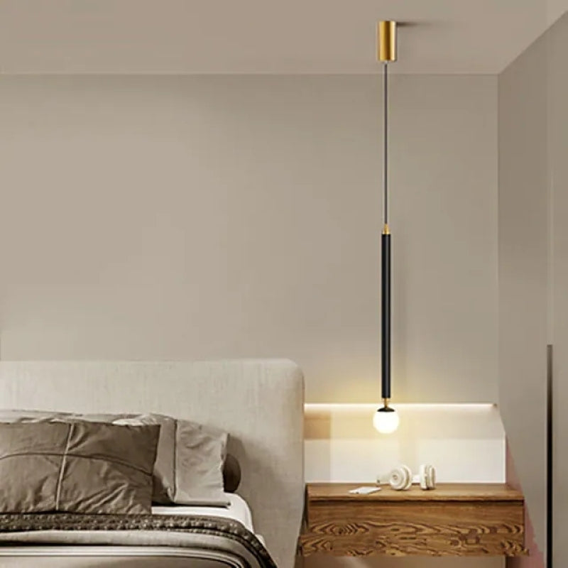 Vikal Linear Pendant Light Bedside, Black & Gold-Neutral Decor