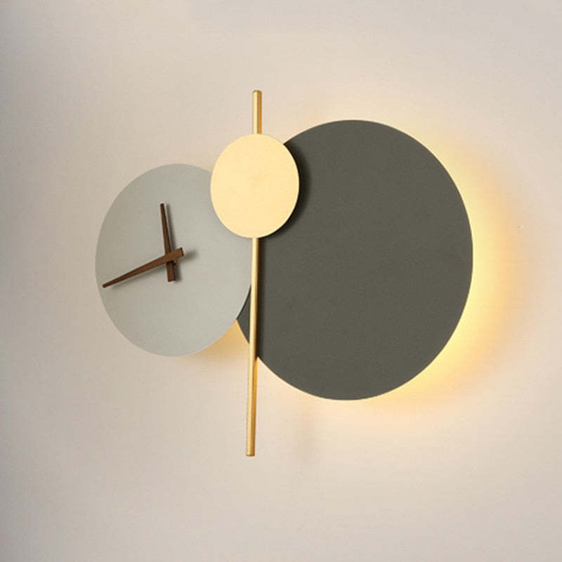 Labovak Modern Clock Metal Painted Wall Light LED Light Bedroom