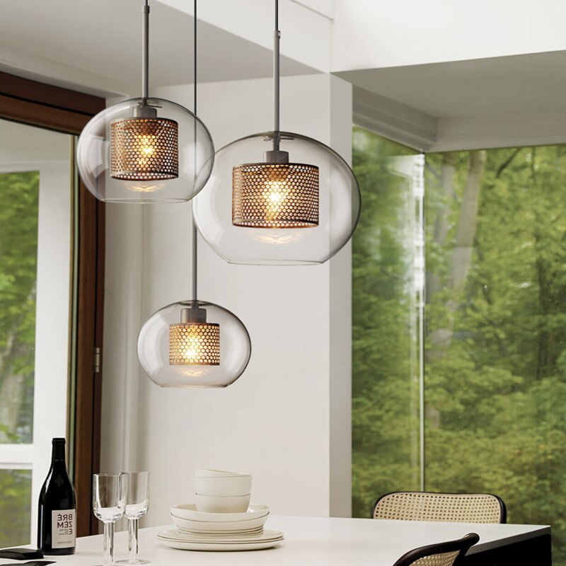 Nerel Contemporary Golden Pendant Light, Glass, Globe/Cylindric-Neutral Decor