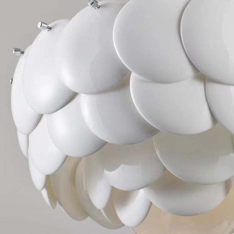 Lapoker Wihte Art Deco Chandelier Light Fixture, Ceramic Leaf & Metal