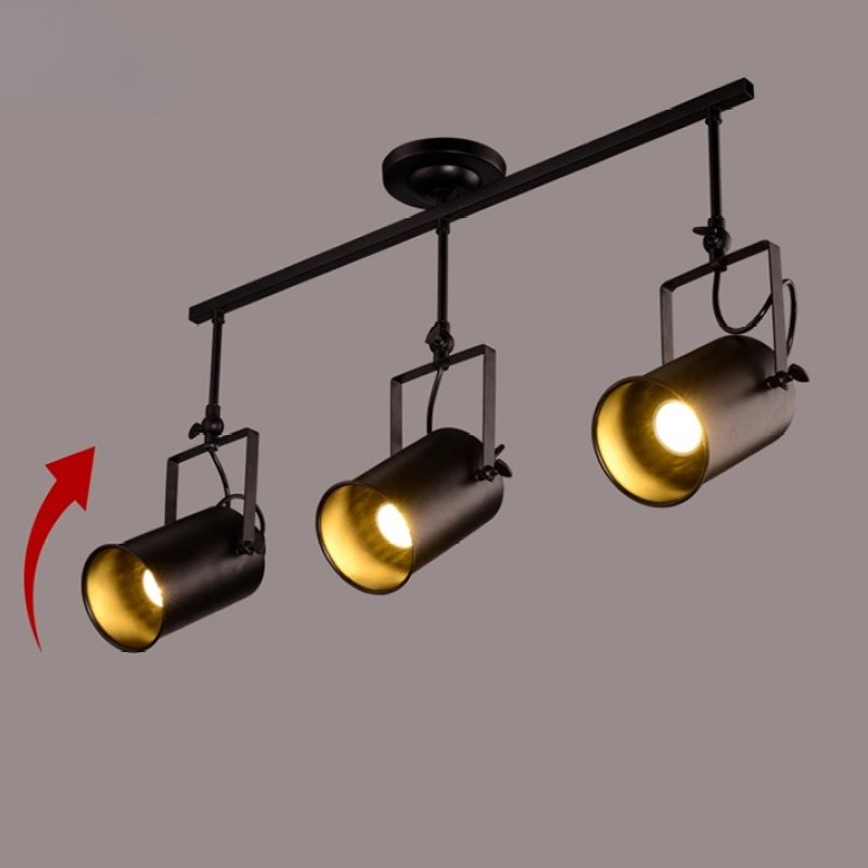 Tudelir Vintage Adjustable Semi-Flush Mount Ceiling Light, Black