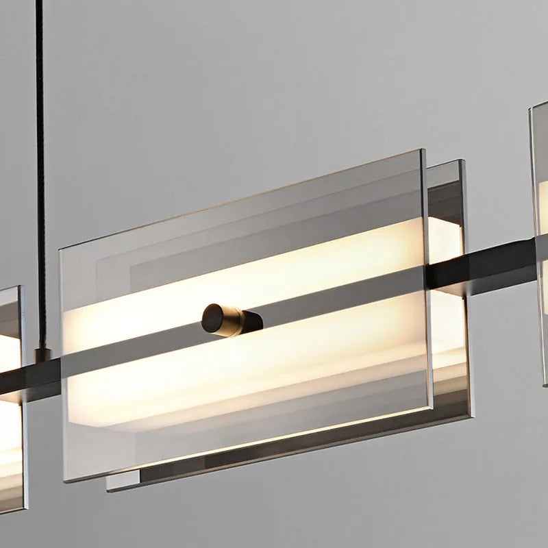Kulasol Modern Nordic Linear Metal/Glass Pendant Light, Brass/Black