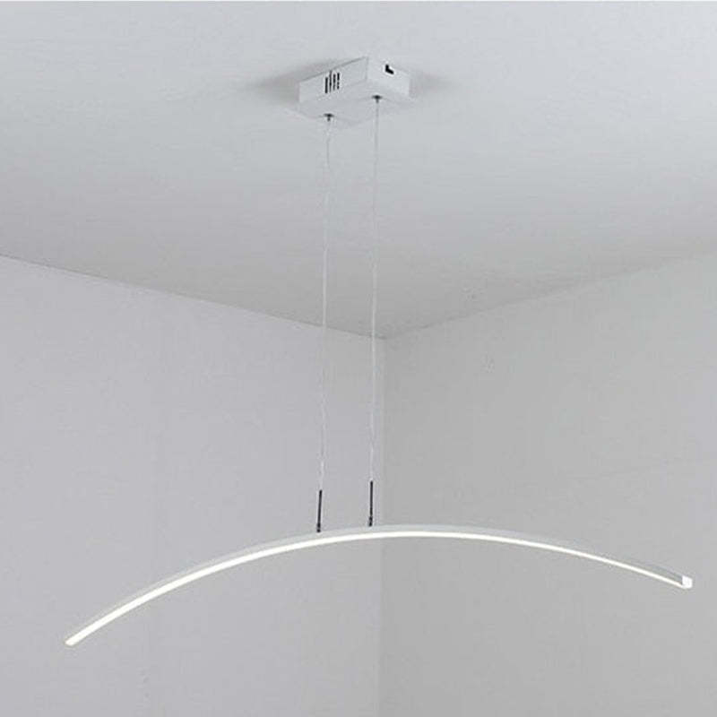 Rusenar Curved Linear Pendant Light for Dining Room, Black/White
