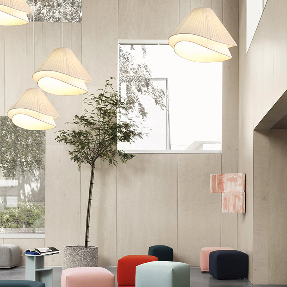 Libobir Minimalist Double Overlap Fabric LED Pendant Light, White